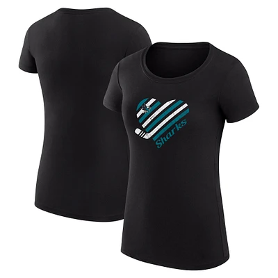 Women's G-III 4Her by Carl Banks San Jose Sharks Super-Slim Fit Lightweight Heart T-Shirt