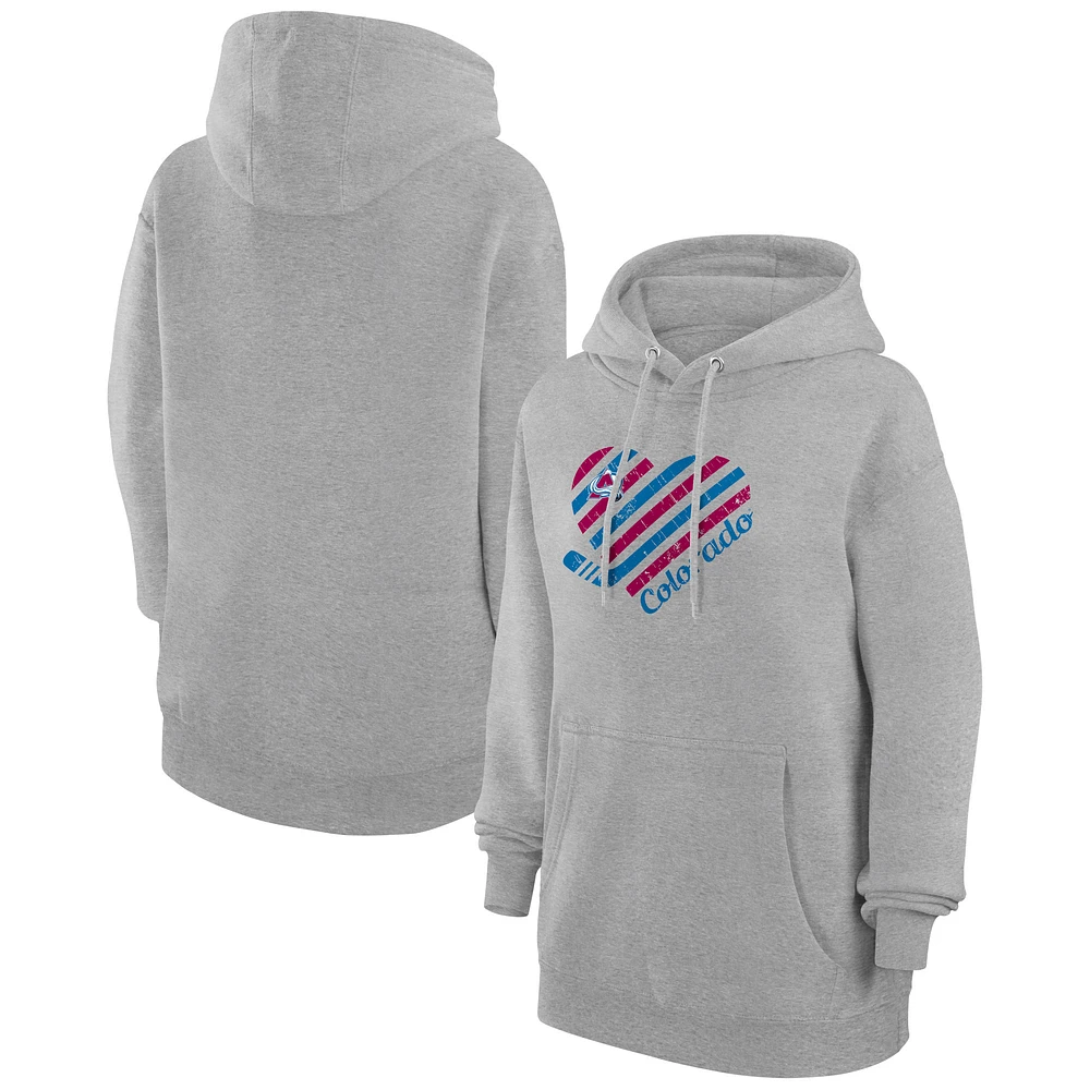 Women's G-III 4Her by Carl Banks Heather Gray Colorado Avalanche Heart Pullover Hoodie