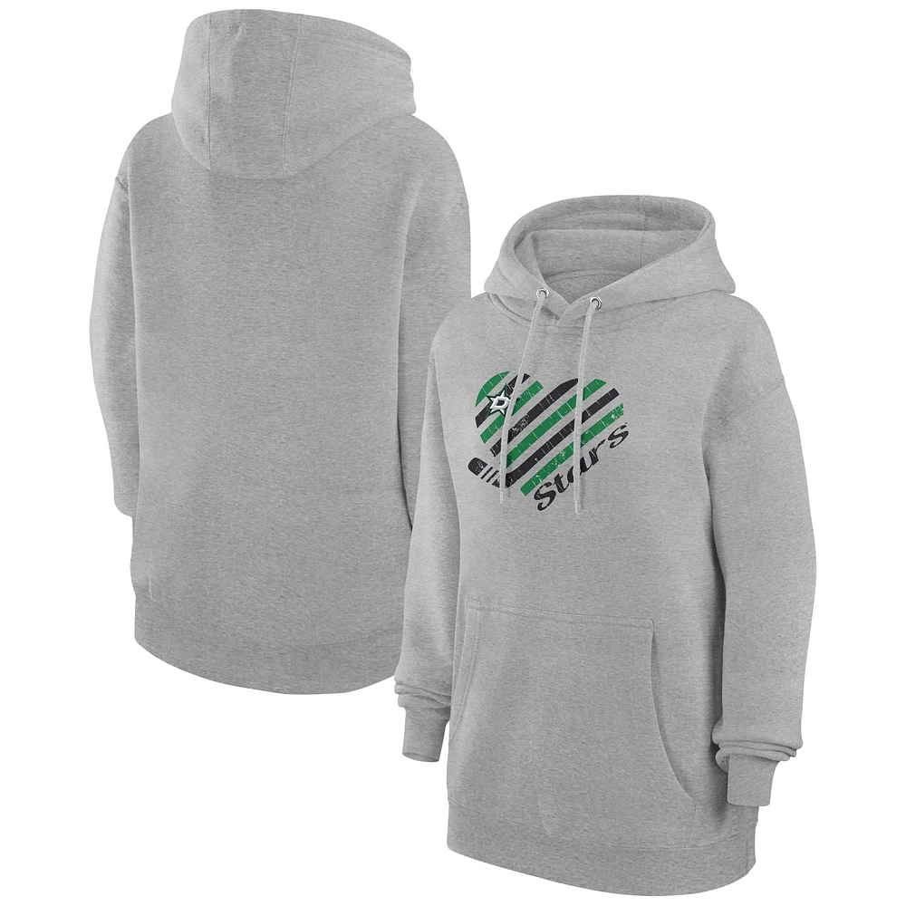 Women's G-III 4Her by Carl Banks Heather Gray Dallas Stars Heart Pullover Hoodie