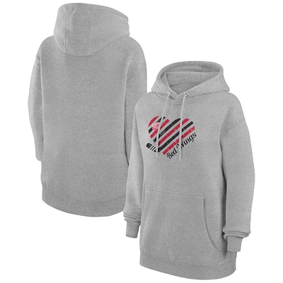 Women's G-III 4Her by Carl Banks Heather Gray Detroit Red Wings Heart Pullover Hoodie