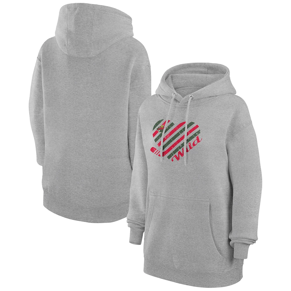 Women's G-III 4Her by Carl Banks Heather Gray Minnesota Wild Heart Pullover Hoodie