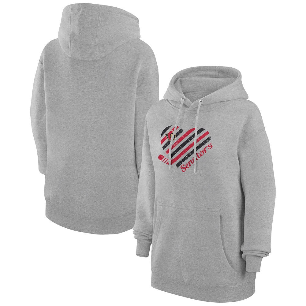 Women's G-III 4Her by Carl Banks Heather Gray Ottawa Senators Heart Pullover Hoodie