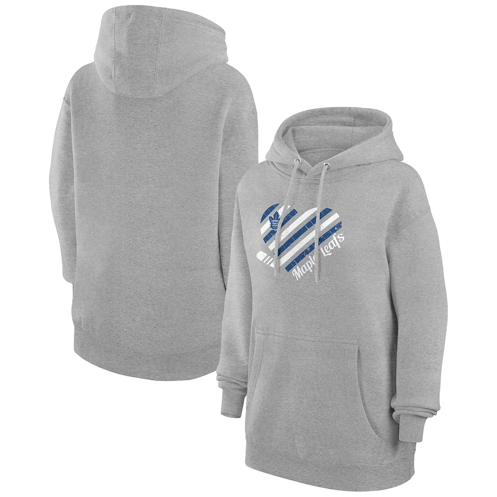 Women's G-III 4Her by Carl Banks Heather Gray Toronto Maple Leafs Heart Pullover Hoodie