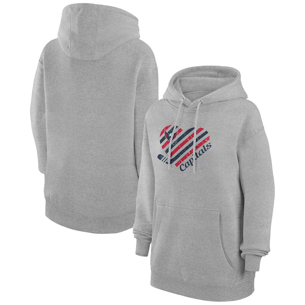 Women's G-III 4Her by Carl Banks Heather Gray Washington Capitals Heart Pullover Hoodie
