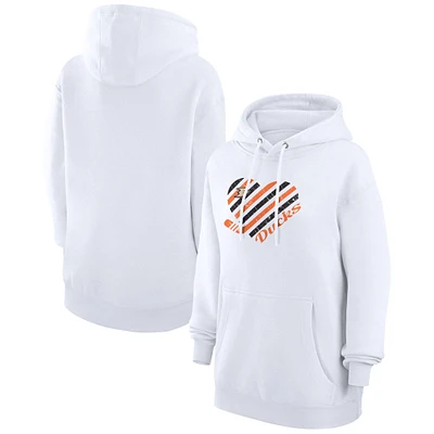 Women's G-III 4Her by Carl Banks White Anaheim Ducks Heart Pullover Hoodie