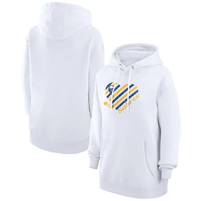 Women's G-III 4Her by Carl Banks White Buffalo Sabres Heart Pullover Hoodie