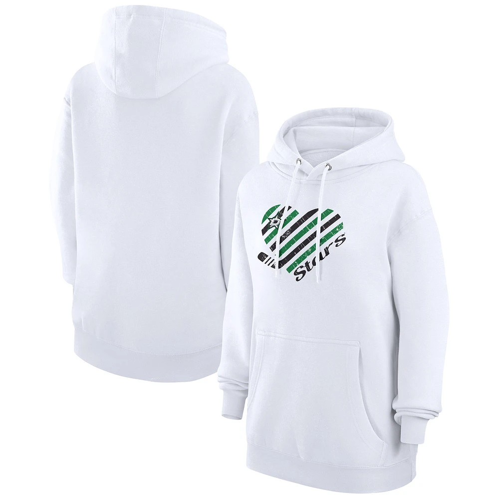 Women's G-III 4Her by Carl Banks White Dallas Stars Heart Pullover Hoodie