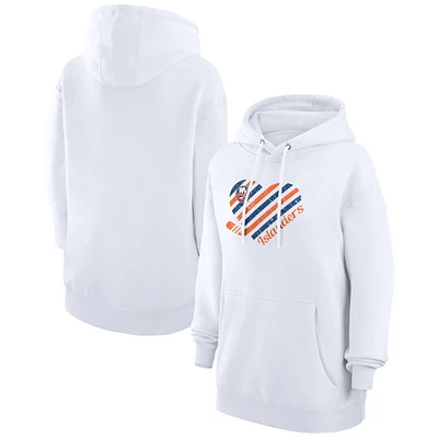 Women's G-III 4Her by Carl Banks White New York Islanders Heart Pullover Hoodie