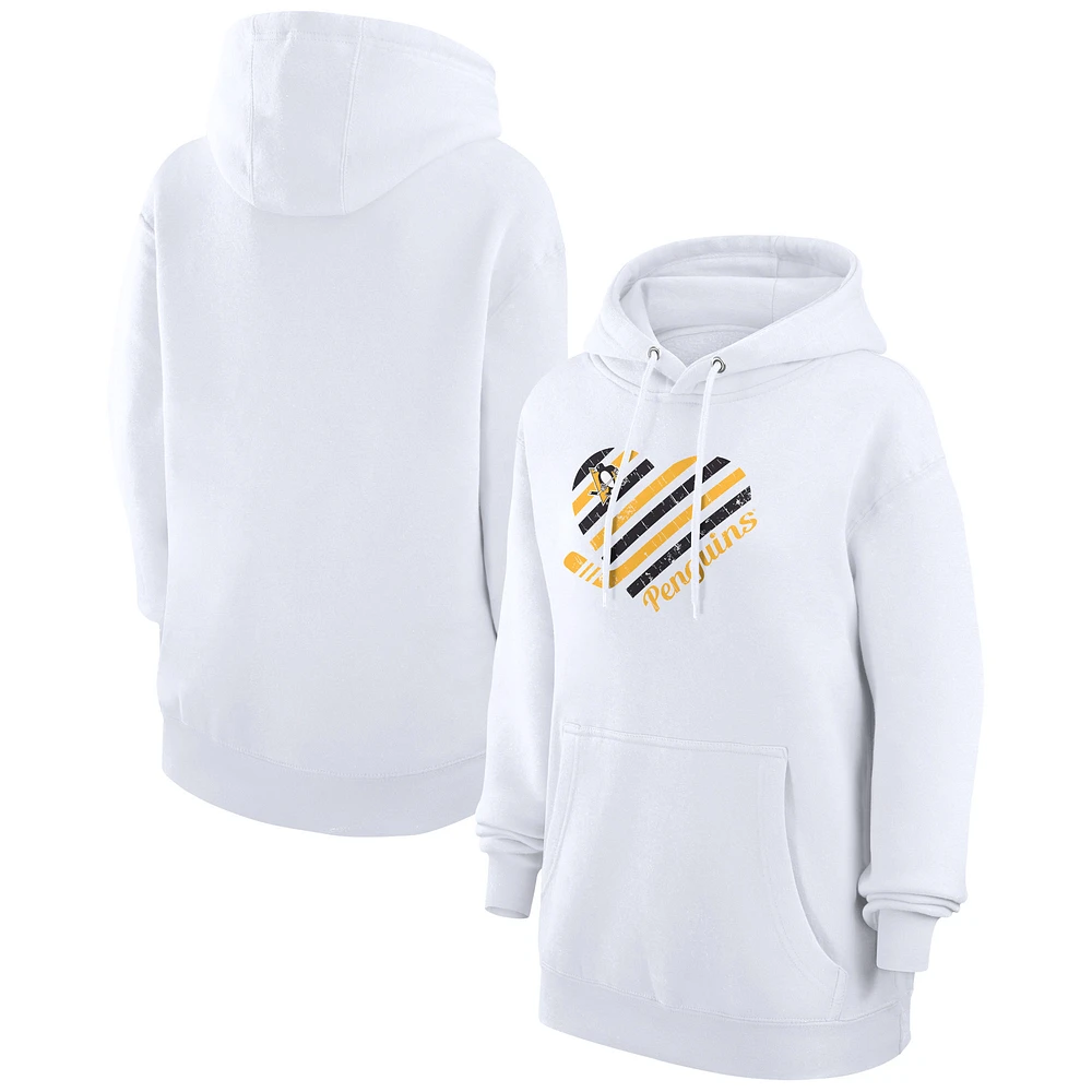 Women's G-III 4Her by Carl Banks White Pittsburgh Penguins Heart Pullover Hoodie