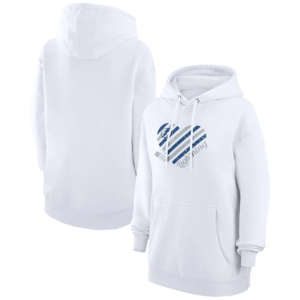 Women's G-III 4Her by Carl Banks White Tampa Bay Lightning Heart Pullover Hoodie
