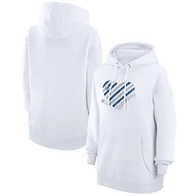 Women's G-III 4Her by Carl Banks White Tampa Bay Lightning Heart Pullover Hoodie