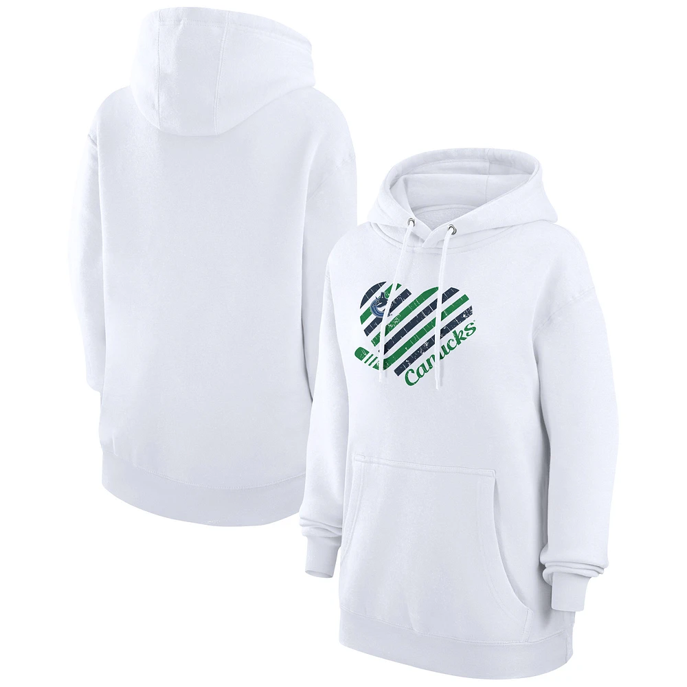 Women's G-III 4Her by Carl Banks White Vancouver Canucks Heart Pullover Hoodie
