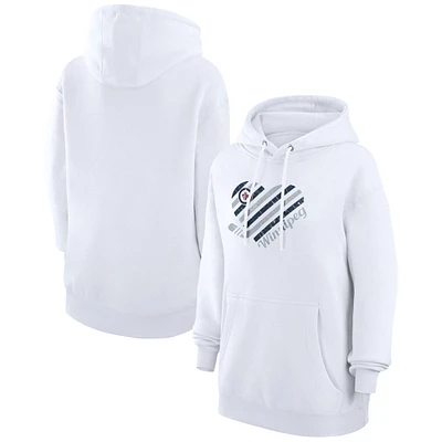 Women's G-III 4Her by Carl Banks White Winnipeg Jets Heart Pullover Hoodie