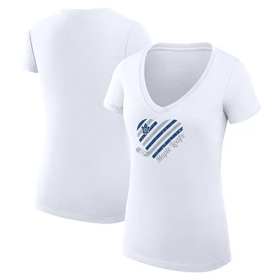 Women's G-III 4Her by Carl Banks White Toronto Maple Leafs Super-Slim Fit Lightweight Heart V-Neck T-Shirt