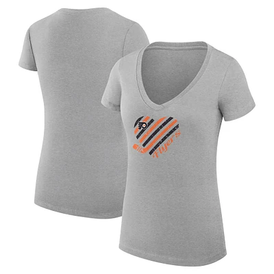 Women's G-III 4Her by Carl Banks Heather Gray Philadelphia Flyers Super-Slim Fit Lightweight Heart V-Neck T-Shirt