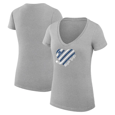 Women's G-III 4Her by Carl Banks Heather Gray Toronto Maple Leafs Super-Slim Fit Lightweight Heart V-Neck T-Shirt
