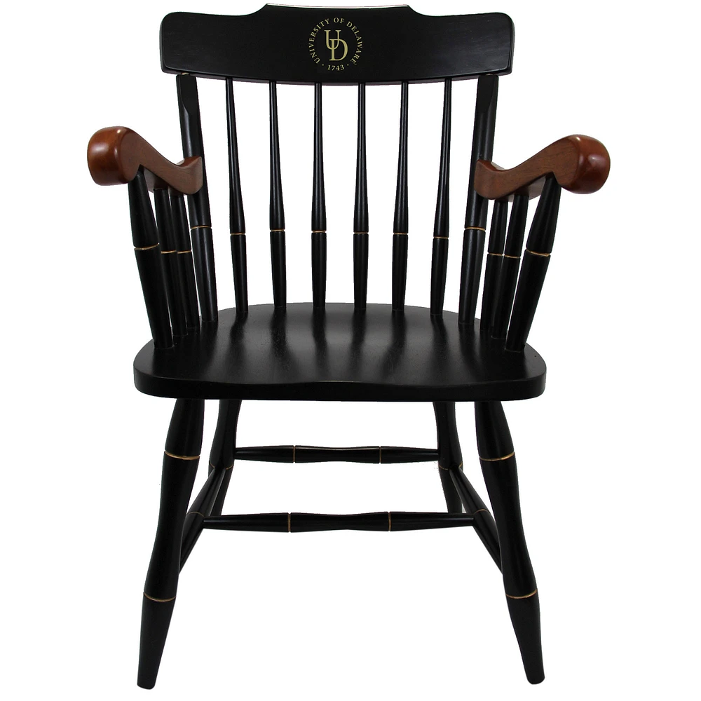 Black Delaware Fightin' Blue Hens Captain's Chair with Cherry Arms