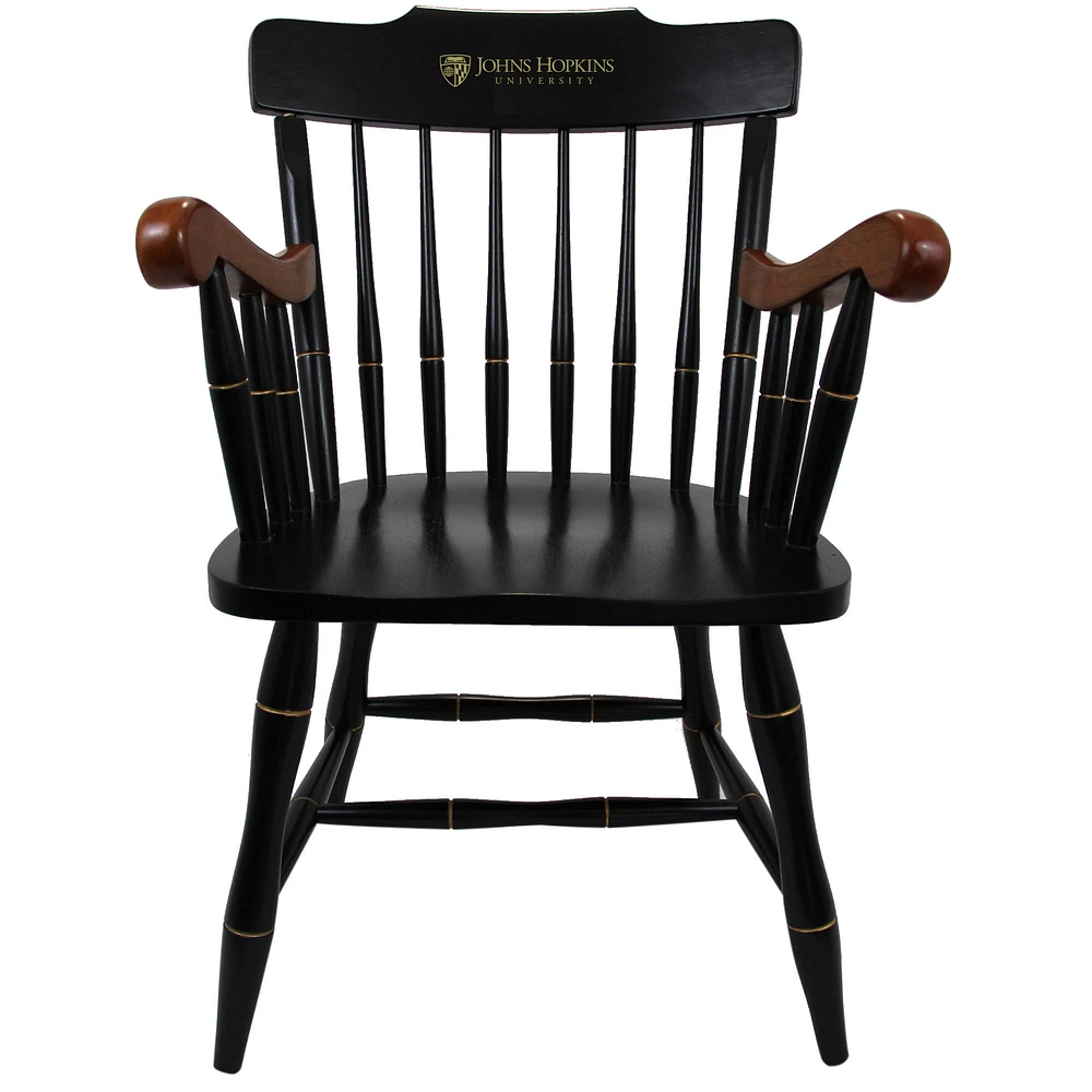 Black Johns Hopkins Blue Jays Captain's Chair with Cherry Arms