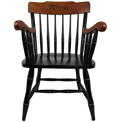 Black Pennsylvania Quakers Captain's Chair with Cherry Arms & Crown