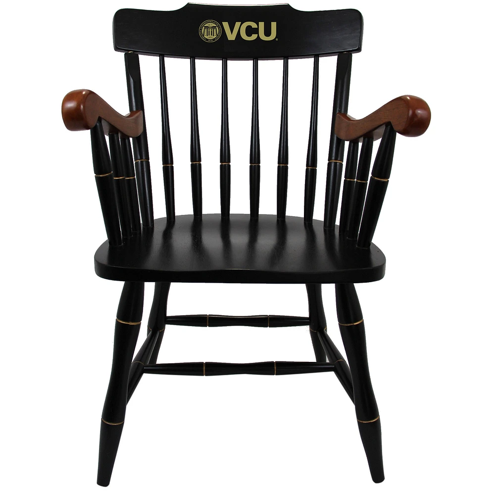 Black VCU Rams Captain's Chair with Cherry Arms