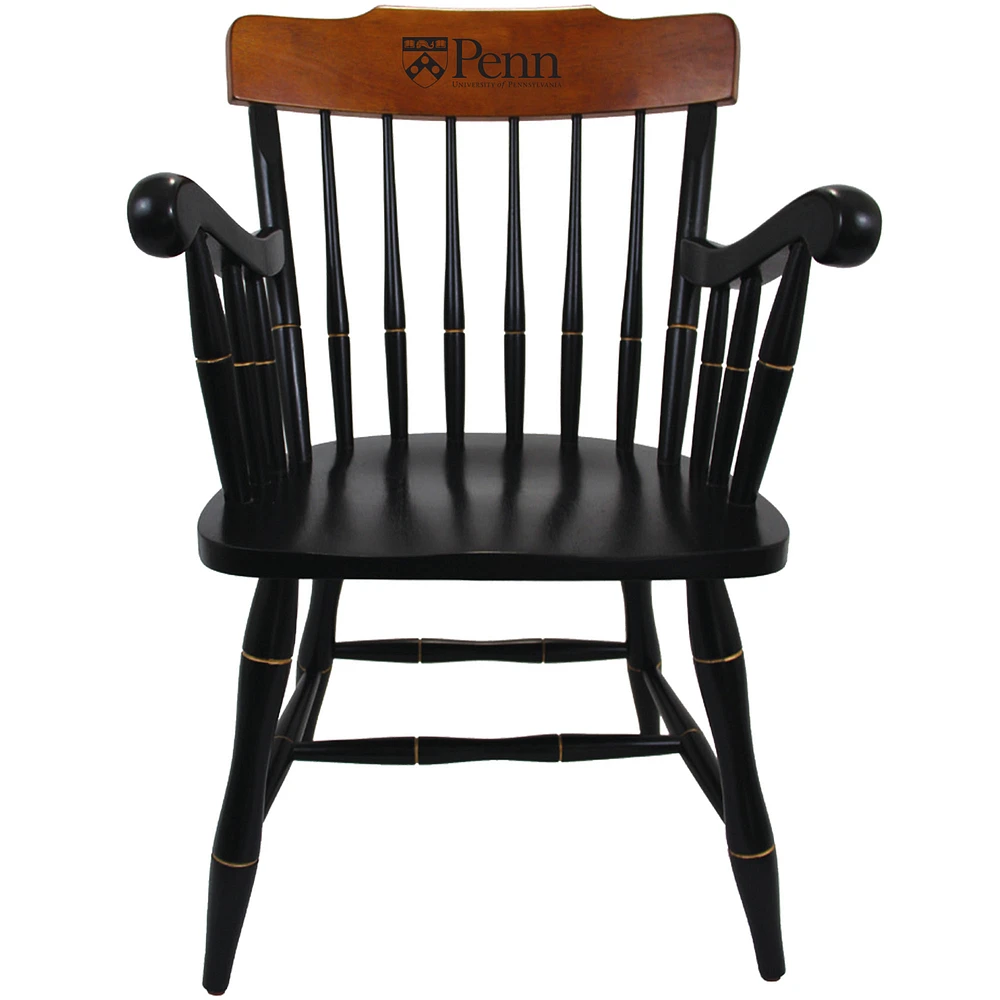 Black Pennsylvania Quakers Captain's Chair with Cherry Crown