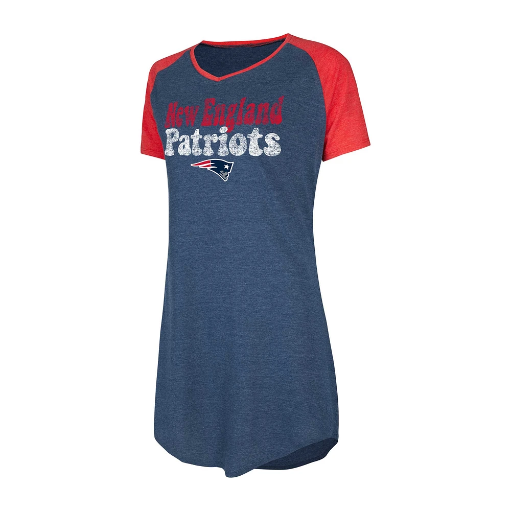 Women's Concepts Sport Navy/Red New England Patriots Raglan V-Neck Nightshirt