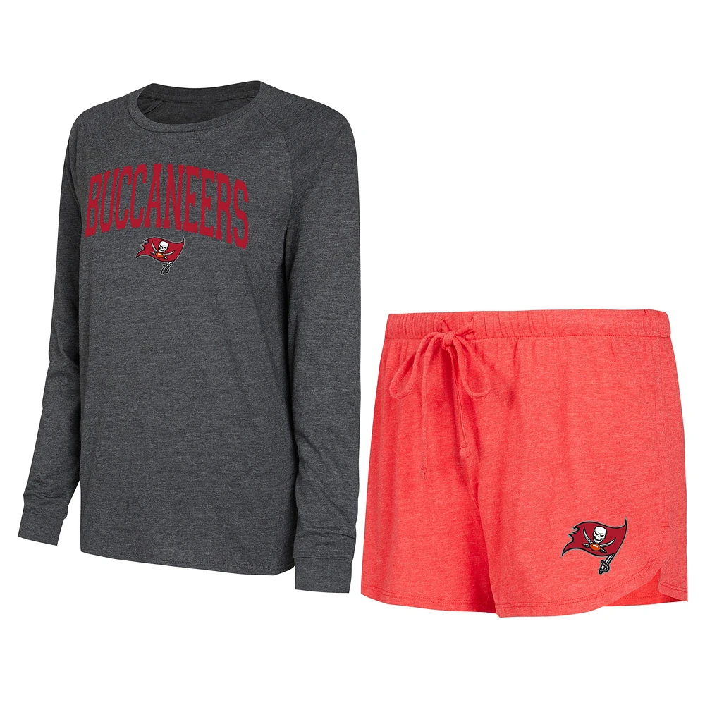 Women's Concepts Sport Red/Black Tampa Bay Buccaneers Raglan Long Sleeve Top & Shorts Lounge Set