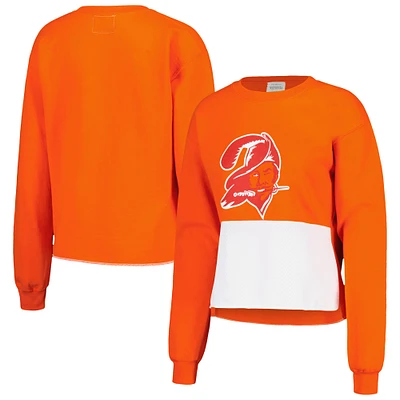 Women's Refried Apparel Orange Tampa Bay Buccaneers Retro Cropped Tri-Blend Pullover Sweatshirt