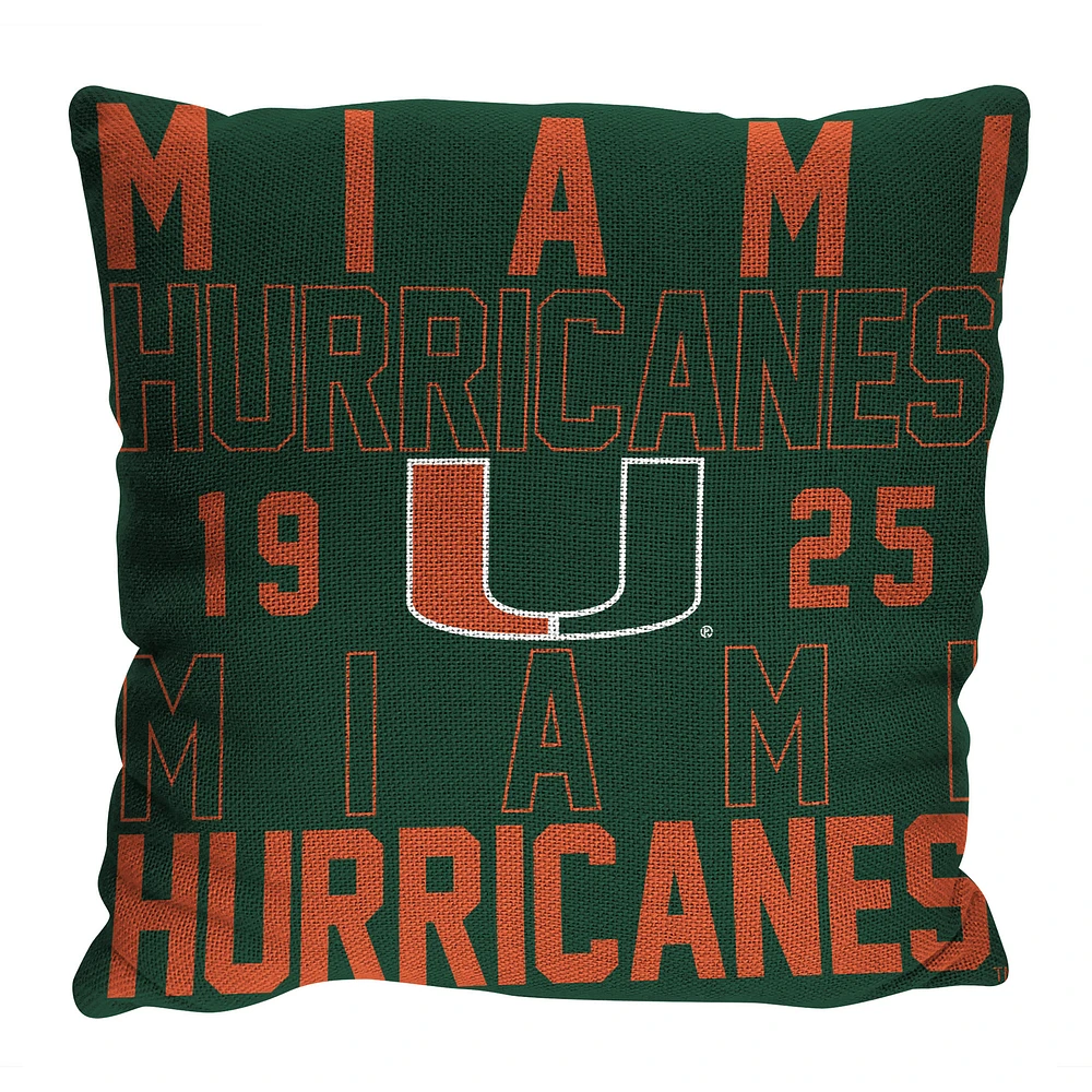 The Northwest Group Miami Hurricanes 20" x 20" Stacked Pillow