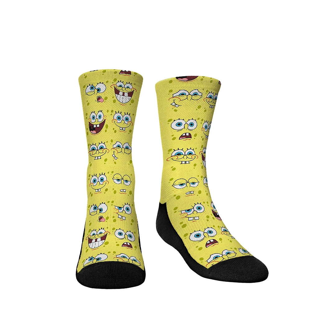 Youth Rock Em Socks SpongeBob SquarePants Face All Over Crew Socks