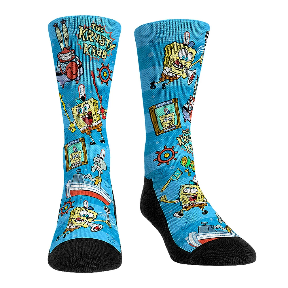 Unisex Rock Em Socks SpongeBob SquarePants Krusty Krab Ko-Workers Crew Socks