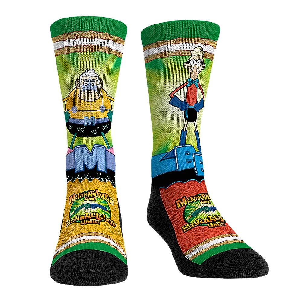 Unisex Rock Em Socks SpongeBob SquarePants Mermaid Man & Barnacle Boy Crew