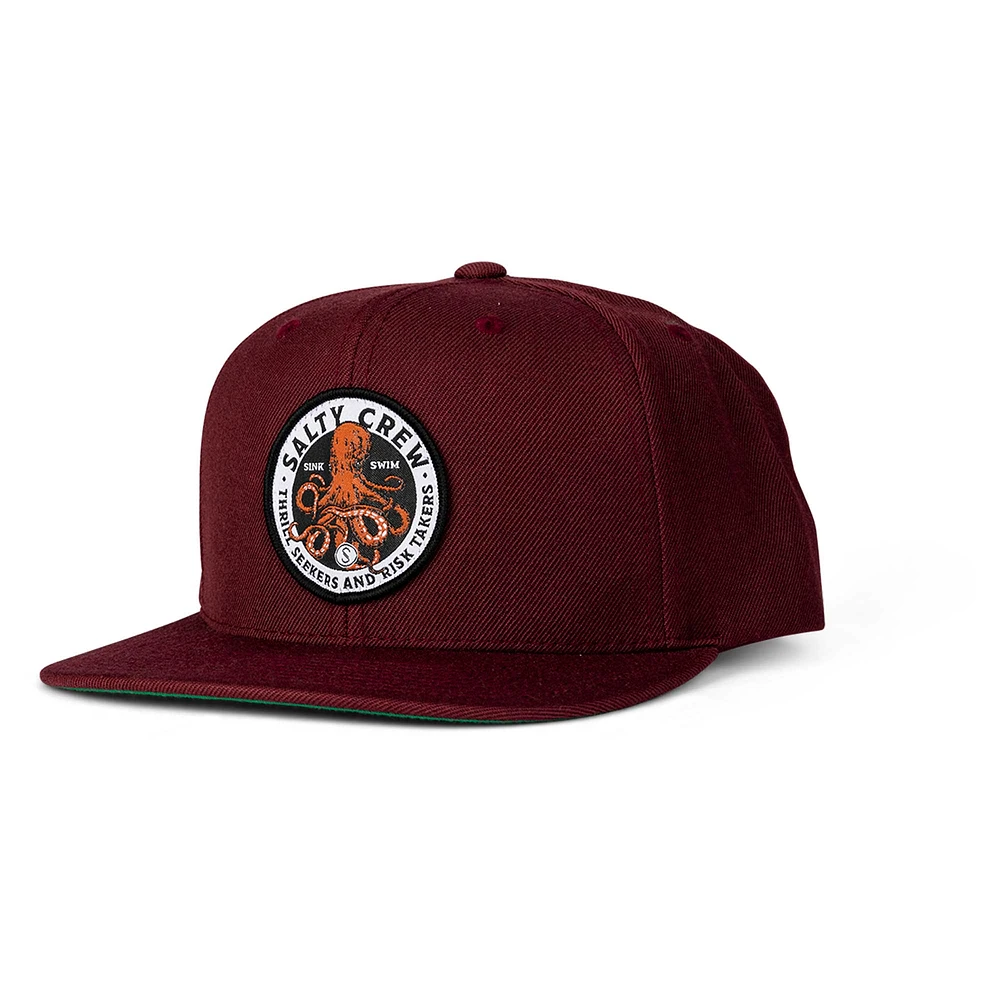 Men's Salty Crew Burgundy Deep Reach Snapback Hat