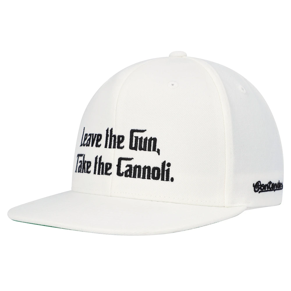 Unisex Contenders Clothing White The Godfather Leave the Gun, Take the Cannoli Snapback Hat