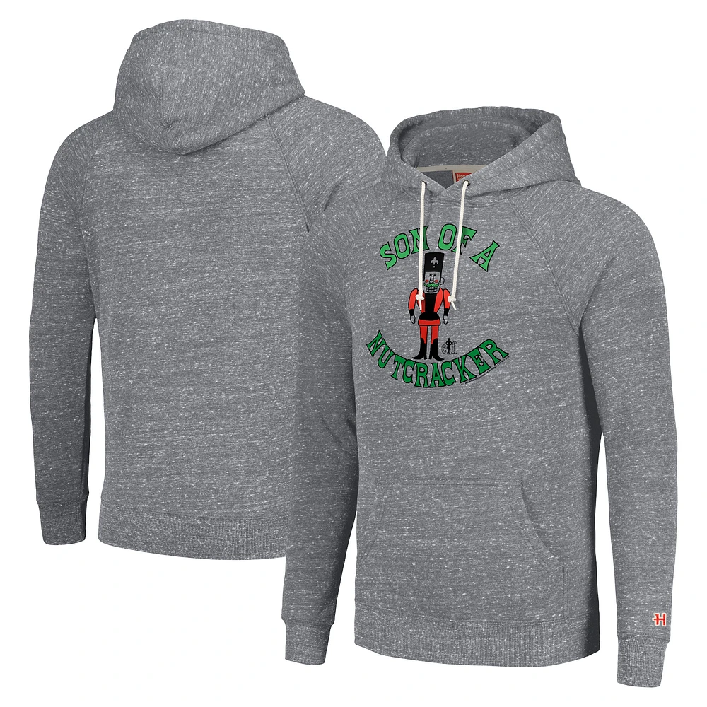 Unisex Homage Gray Elf Son of a Nutcracker Graphic Tri-Blend Pullover Hoodie