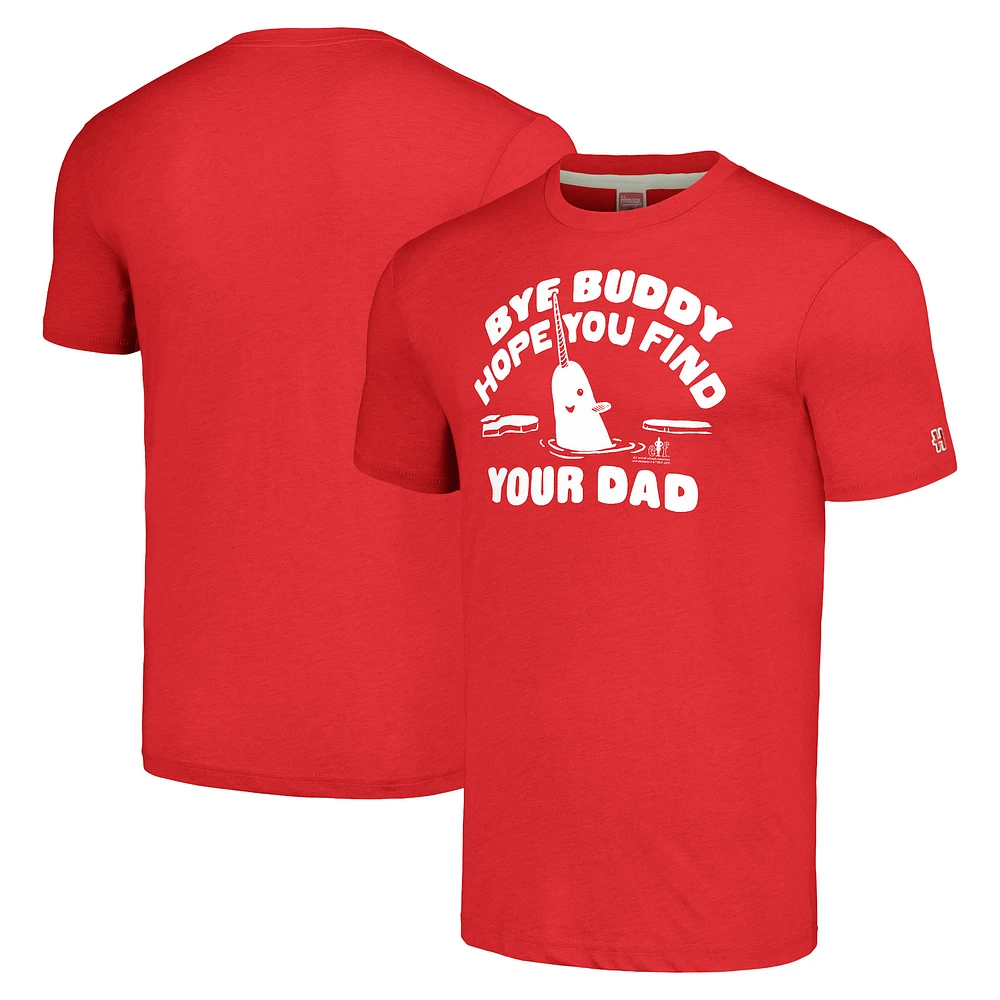 Unisex Homage Red Elf Bye Buddy, Hope You Find Your Dad Graphic Tri-Blend T-Shirt