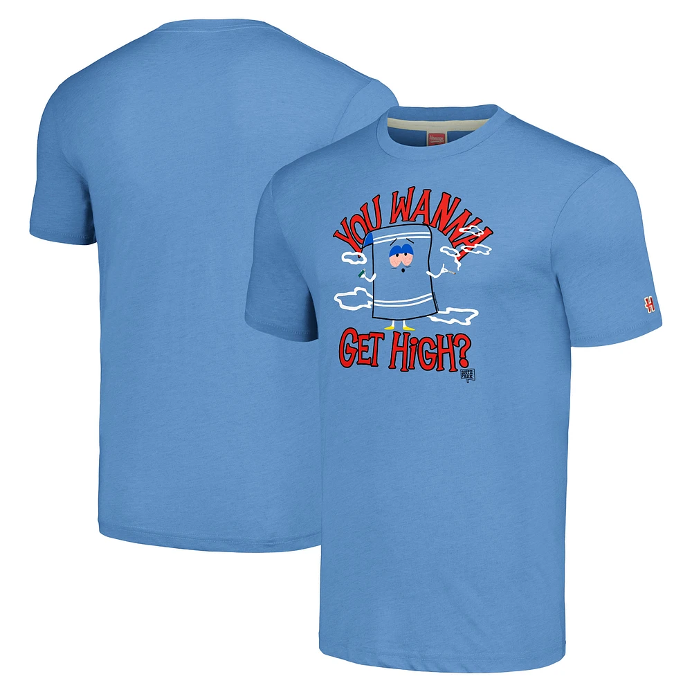 Unisex Homage Light Blue South Park Towelie Graphic Tri-Blend T-Shirt