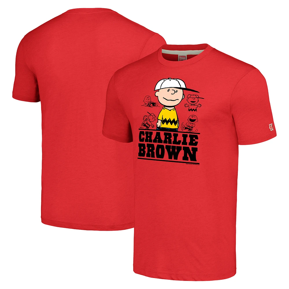 Unisex Homage Charlie Brown Red Peanuts Graphic Tri-Blend T-Shirt