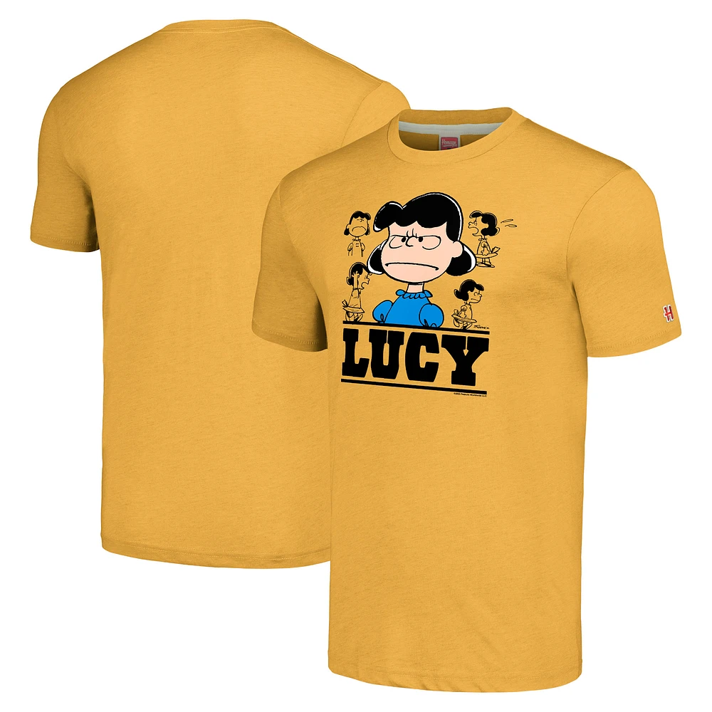 Unisex Homage Gold Peanuts Lucy Graphic Tri-Blend T-Shirt