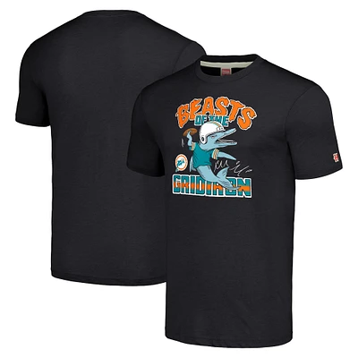 Unisex Homage Charcoal Miami Dolphins Monsters of the Gridiron Halloween Tri-Blend T-Shirt