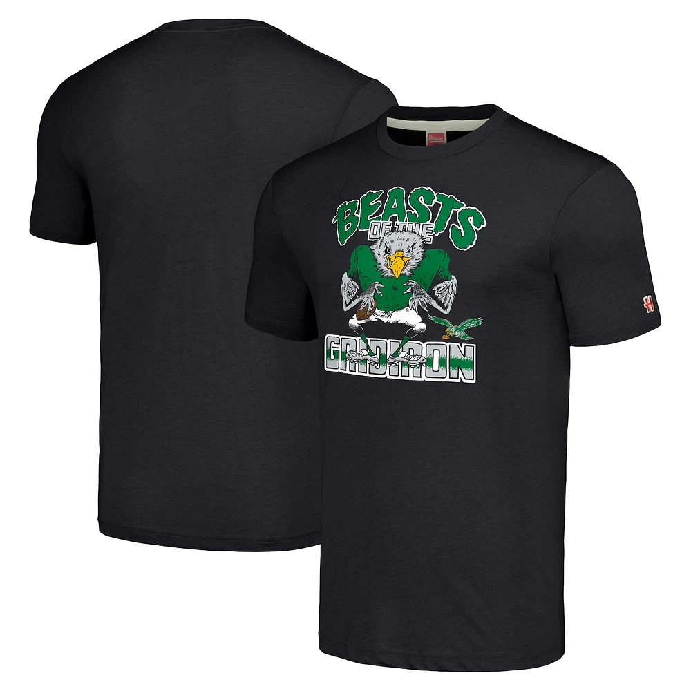 Unisex Homage Charcoal Philadelphia Eagles Monsters of the Gridiron Halloween Tri-Blend T-Shirt