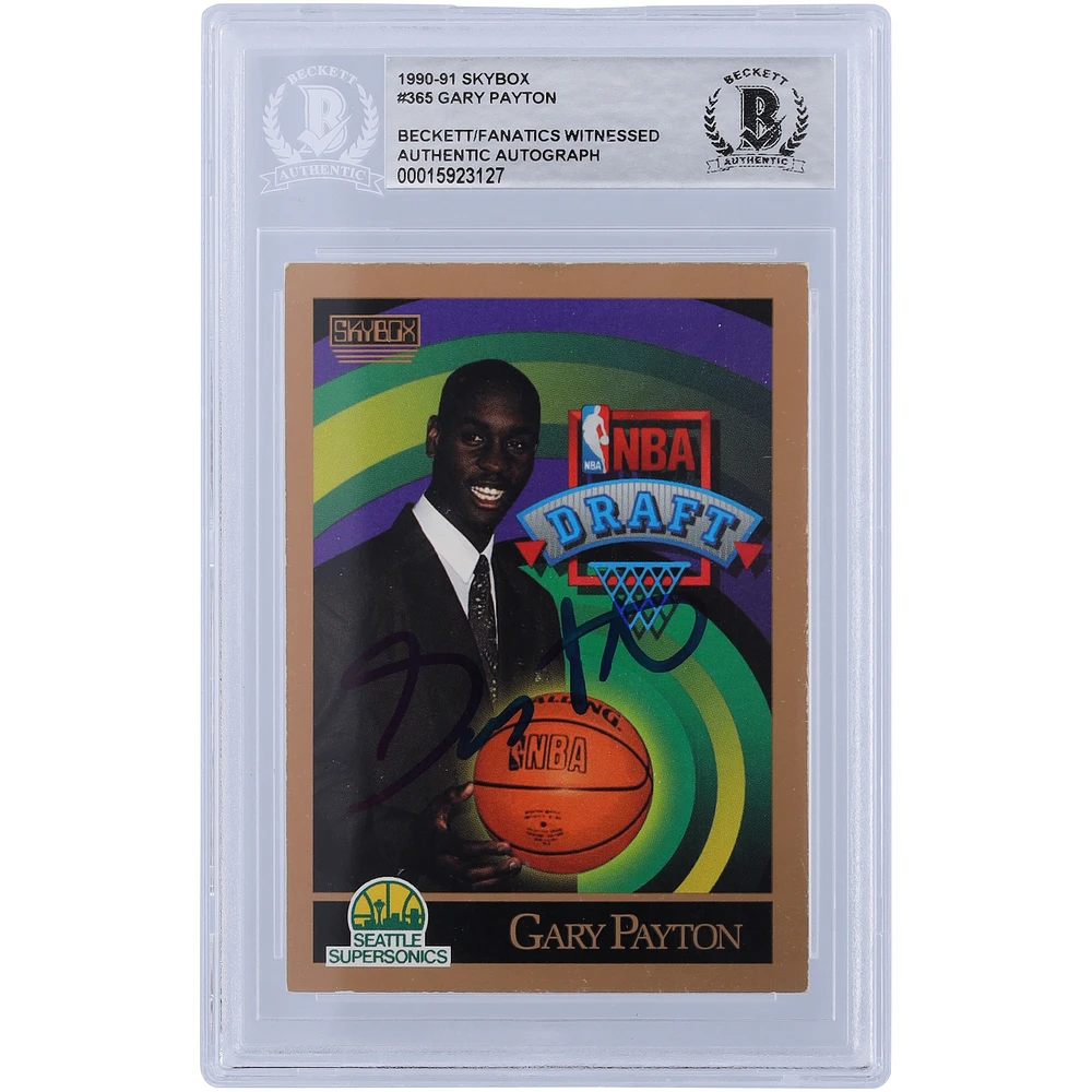 Gary Payton Seattle SuperSonics Autographed 1990-91 Skybox Series 1 #365 Beckett Fanatics Witnessed Authenticated Rookie Card