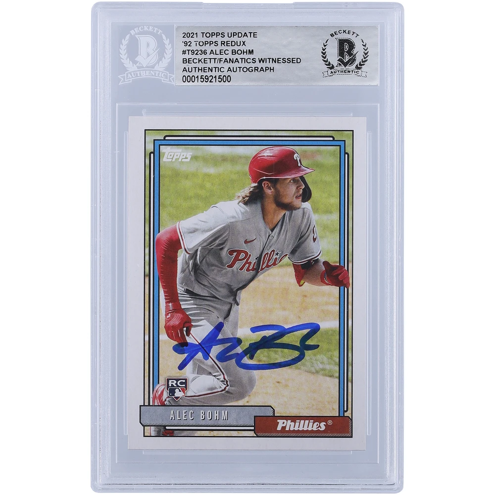 Alec Bohm Philadelphia Phillies Autographed 2021 Topps Series 1 #T92-36 Beckett Fanatics Witnessed Authenticated Rookie Card