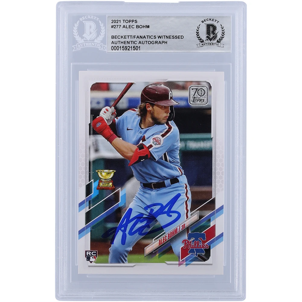 Alec Bohm Philadelphia Phillies Autographed 2021 Topps Series 1 #277 Beckett Fanatics Witnessed Authenticated Rookie Card