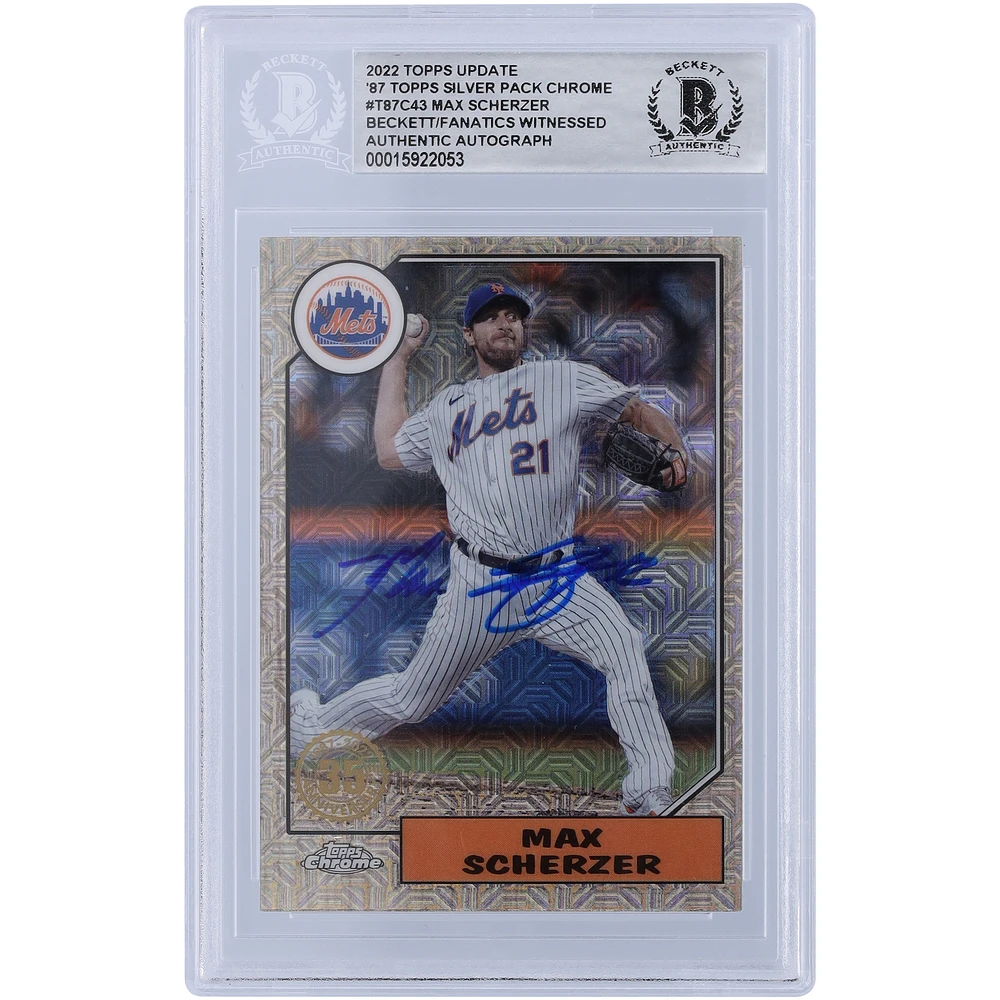 Max Scherzer New York Mets Autographed 2022 Topps Update #T87C-43 Beckett Fanatics Witnessed Authenticated Card