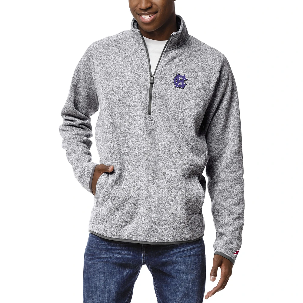 Men's League Collegiate Wear Heather Gray Holy Cross Crusaders Saranac Quarter-Zip Pullover Top