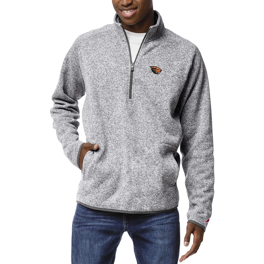 Men's League Collegiate Wear Heather Gray Oregon State Beavers Saranac Quarter-Zip Pullover Top