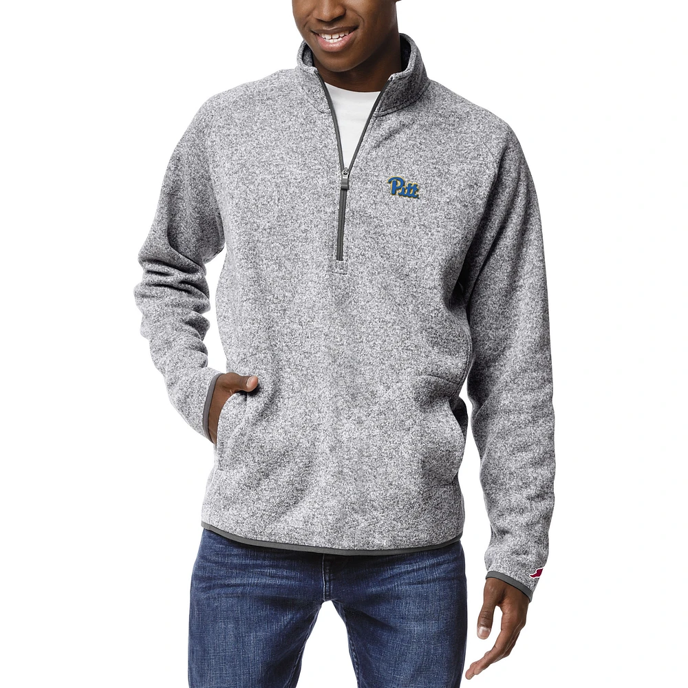 Men's League Collegiate Wear Heather Gray Pitt Panthers Saranac Quarter-Zip Pullover Top