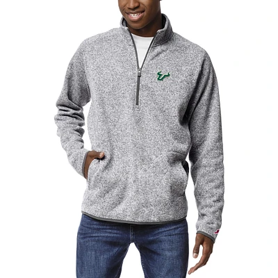 Men's League Collegiate Wear Heather Gray South Florida Bulls Saranac Quarter-Zip Pullover Top