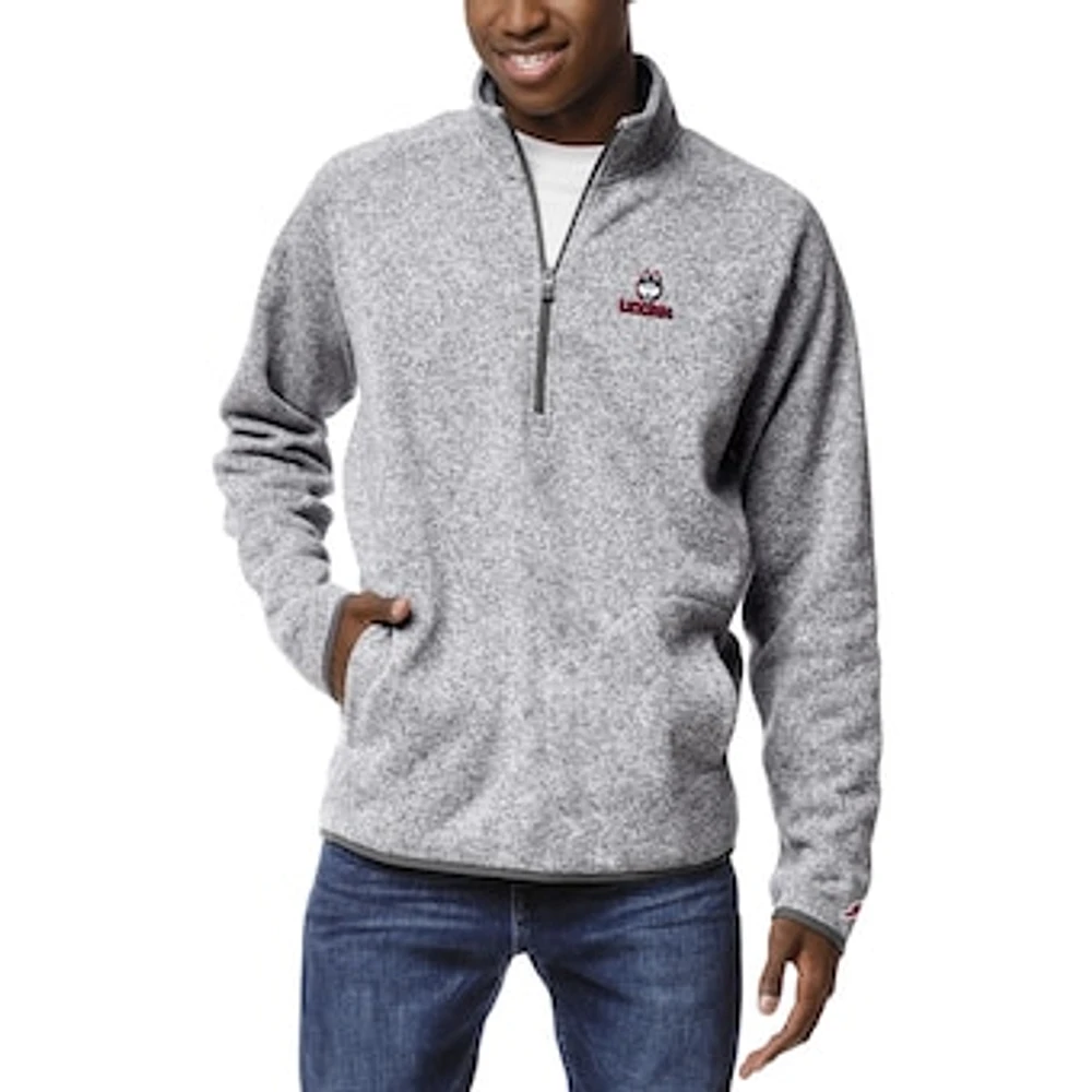 Men's League Collegiate Wear Heather Gray UConn Huskies Saranac Quarter-Zip Pullover Top